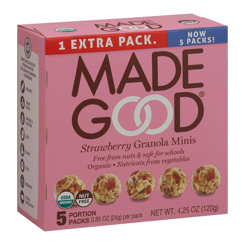 An image displaying Made Good - Granola Mini Strwbrry - Case Of 6-5/.85oz by Made Good