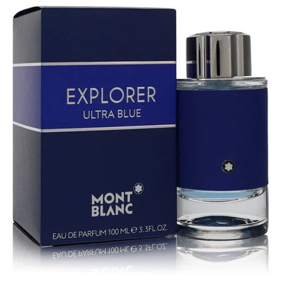 An image displaying Montblanc Explorer Ultra Blue by Mont Blanc Eau De Parfum Spray for Men by Mont Blanc