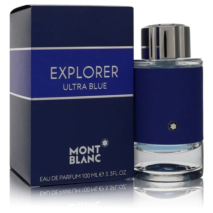 An image displaying Montblanc Explorer Ultra Blue by Mont Blanc Eau De Parfum Spray for Men by Mont Blanc