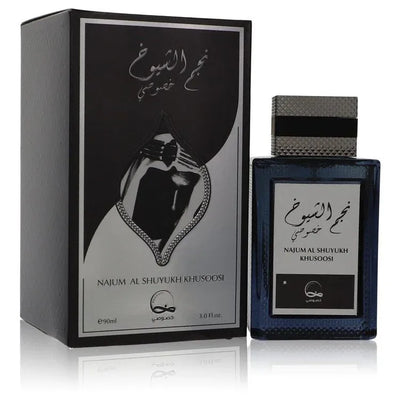 An image displaying Najum Al Shuyukh Khusoosi by Khususi Eau De Parfum Spray 3 oz for Men by Khususi