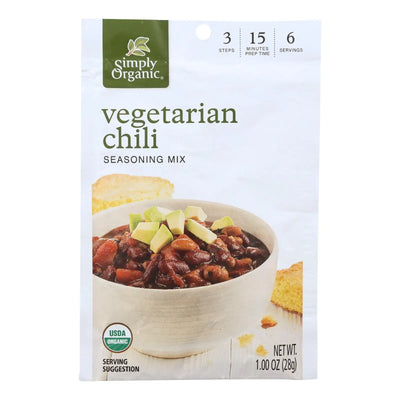 An image displaying Simply Organic Seasoning Mix - Vegetarian Chili - Case Of 12 - 1 Ounce by Simply Organic