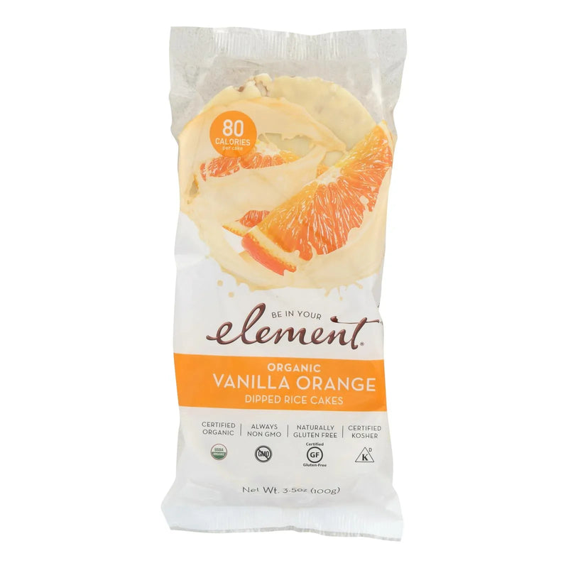 An image displaying Element Organic Dipped Rice Cakes - Vanilla Orange - Case Of 6 - 3.5 Ounce by Element