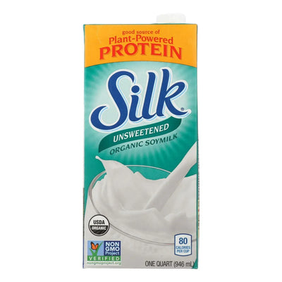 An image displaying Silk Organic Soymilk - Unsweetened - Case Of 6 - 32 Ounce. by Silk