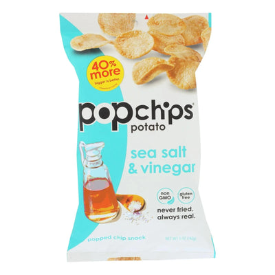 An image displaying Popchips Potato Chip - Sea Salt - Vinegar - Case Of 12 - 5 Ounce by Popchips