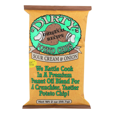 An image displaying Dirty Chips - Potato Chips - Sour Cream And Onion - Case Of 25 - 2 Ounce by Dirty Chips