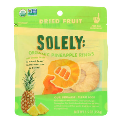 An image displaying Solely - Dried Fruit Organic Pineapple Rings - Case Of 6-5.5 Ounce by Solely