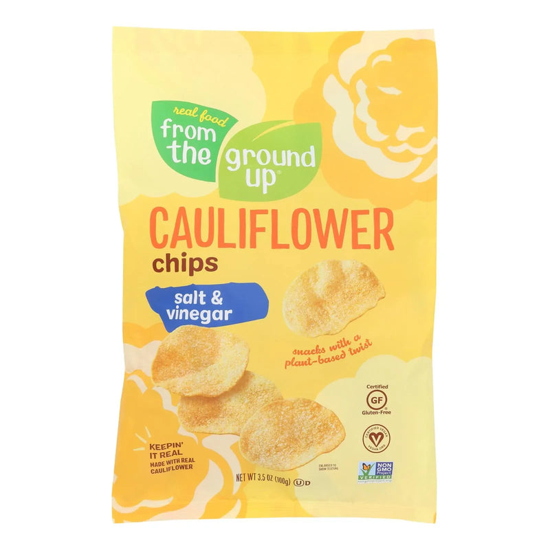 An image displaying From The Ground Up Salt & Vinegar Cauliflower Chips - Case Of 12 - 3.5 Ounce by From The Ground Up