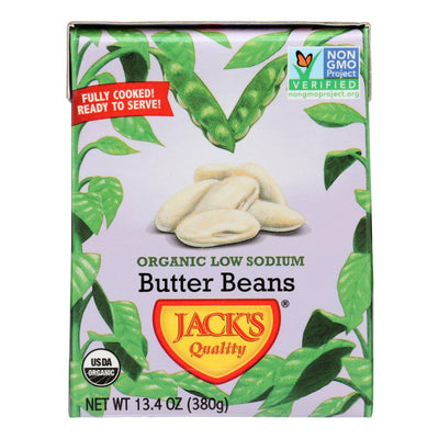 An image displaying Jack's Quality Butter Beans - Case Of 8 - 13.4 Oz by Jack's Quality