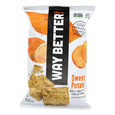 An image displaying Way Better Snacks Tortilla Chips - Sweet Potato - Case Of 12 - 5.5 Ounce. by Way Better Snacks