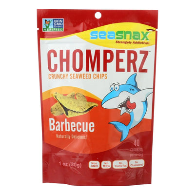 An image displaying Seasnax Chomperz Crunchy Seaweed Chips - Barbecue - Case Of 8 - 1 Ounce by Seasnax