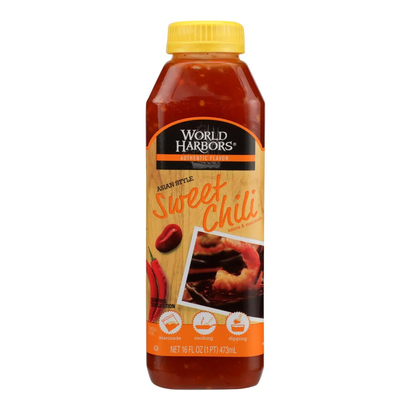 An image displaying World Harbor Roasted Asian Style Sweet Chili Marinade And Sauce - Case Of 6 - 16 Ounce by World Harbor