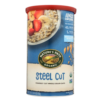 An image displaying Nature's Path Organic Steel Cut Oats - Case Of 6 - 30 Ounce by Nature's Path