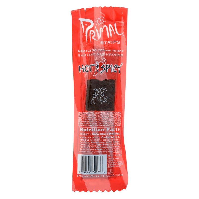 Primal Strips Vegan Jerky - Meatless - Shiitake Mushrooms - Hot And Spicy - 1 Ounce - Case Of 24