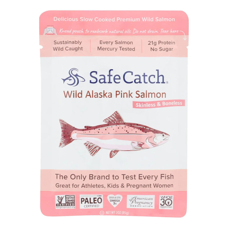 An image displaying Safe Catch - Salmon Pink Wild Alaskan - Case Of 12 - 3 Ounce by Safe Catch