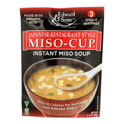An image displaying Edward And Sons Miso Cup Soup - Japanese Restaurant Style - Case Of 6 - 2.9 Ounce by Edward & Sons