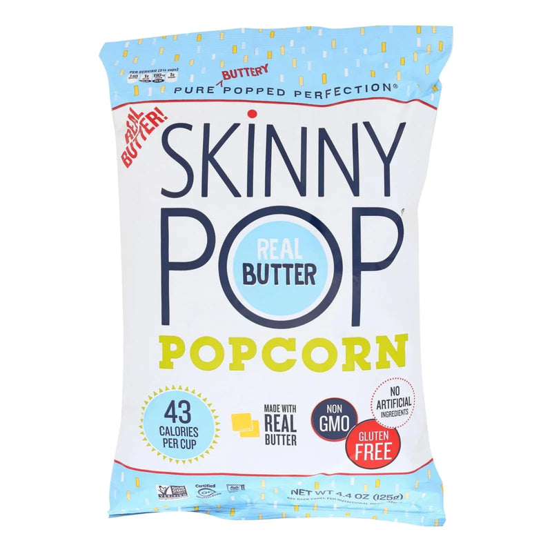 An image displaying Skinnypop Popcorn Popcorn - Real Butter - Case Of 12 - 4.4 Ounce by Skinnypop Popcorn