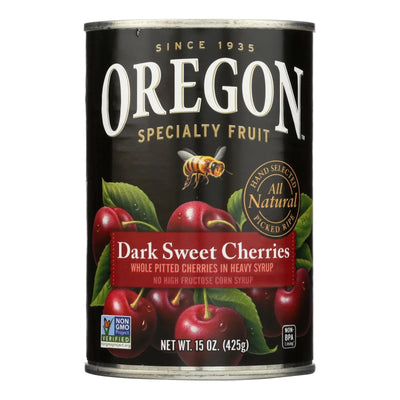 An image displaying Oregon Fruit Whole Pitted Dark Sweet Cherries In Heavy Syrup - Case Of 8 - 15 Oz. by Oregon Fruit