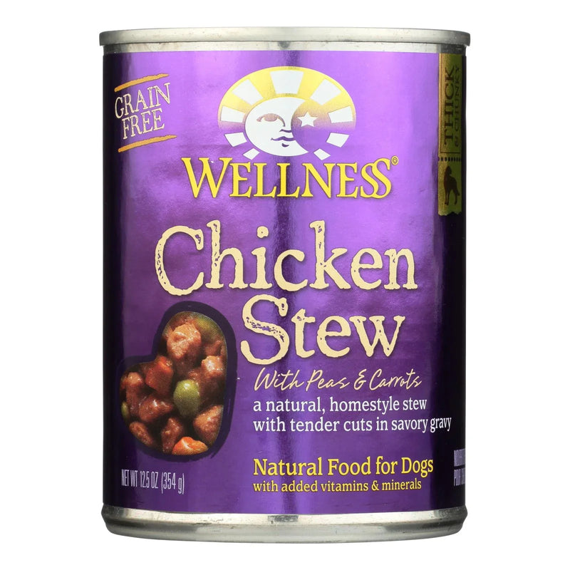 Wellness Pet Products Dog Food - Chicken With Peas And Carrots - Case Of 12 - 12.5 Ounce.