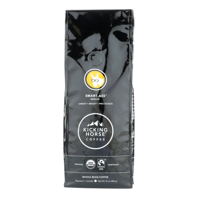 An image displaying Kicking Horse Coffee - Whole Bean - Smart Ass - Case Of 6 - 10 Oz. by Kicking Horse