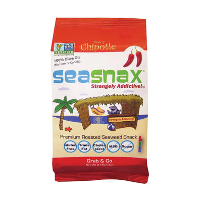 An image displaying Seasnax Organic Premium Roasted Seaweed Snack - Chipotle - Case Of 24 - 0.18 Ounce. by Seasnax