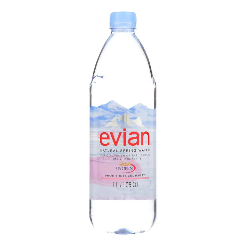 Evians Spring Water Bottled Water - Water - Case Of 12 - 33.8 Ounce.