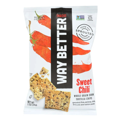 An image displaying Way Better Snacks Tortilla Chips - Sweet Chili - Case Of 12 - 1 Ounce. by Way Better Snacks