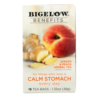 An image displaying Bigelow Tea Tea - Ginger Peach Stedy Stomach - Case Of 6 - 18 Bag by Bigelow Tea