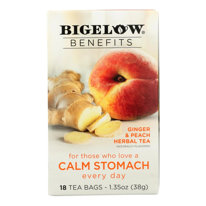 An image displaying Bigelow Tea Tea - Ginger Peach Stedy Stomach - Case Of 6 - 18 Bag by Bigelow Tea