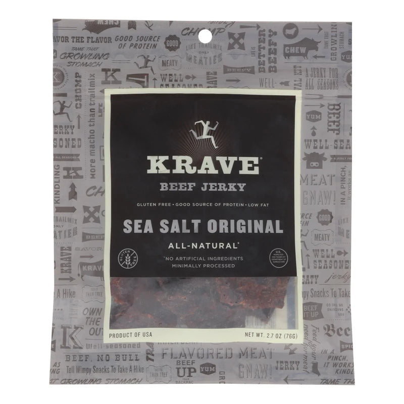 An image displaying Krave Beef Jerky - Sea Salt Original - Case Of 8 - 2.7 Oz by Krave