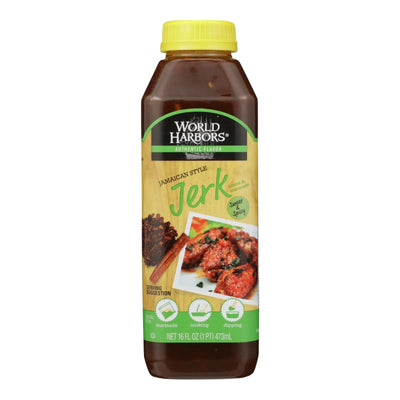 An image displaying World Harbor Jamaican Style Jerk Marinade And Sauce - Case Of 6 - 16 Ounce by World Harbor