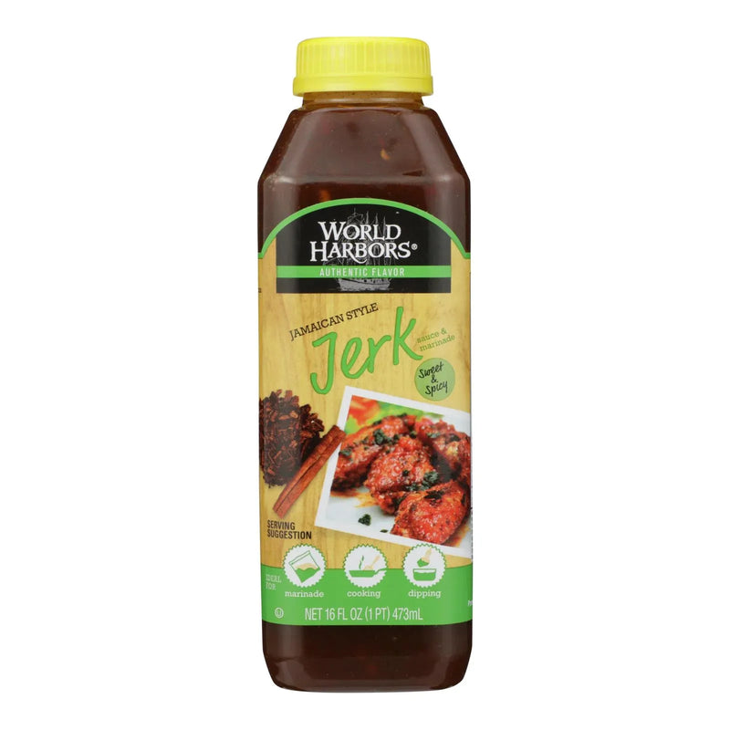 An image displaying World Harbor Jamaican Style Jerk Marinade And Sauce - Case Of 6 - 16 Ounce by World Harbor