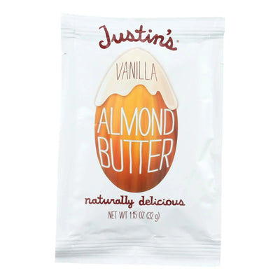 An image displaying Justin's Nut Butter Squeeze Pack - Almond Butter - Vanilla - Case Of 10 - 1.15 Ounce. by Justin's Nut Butter