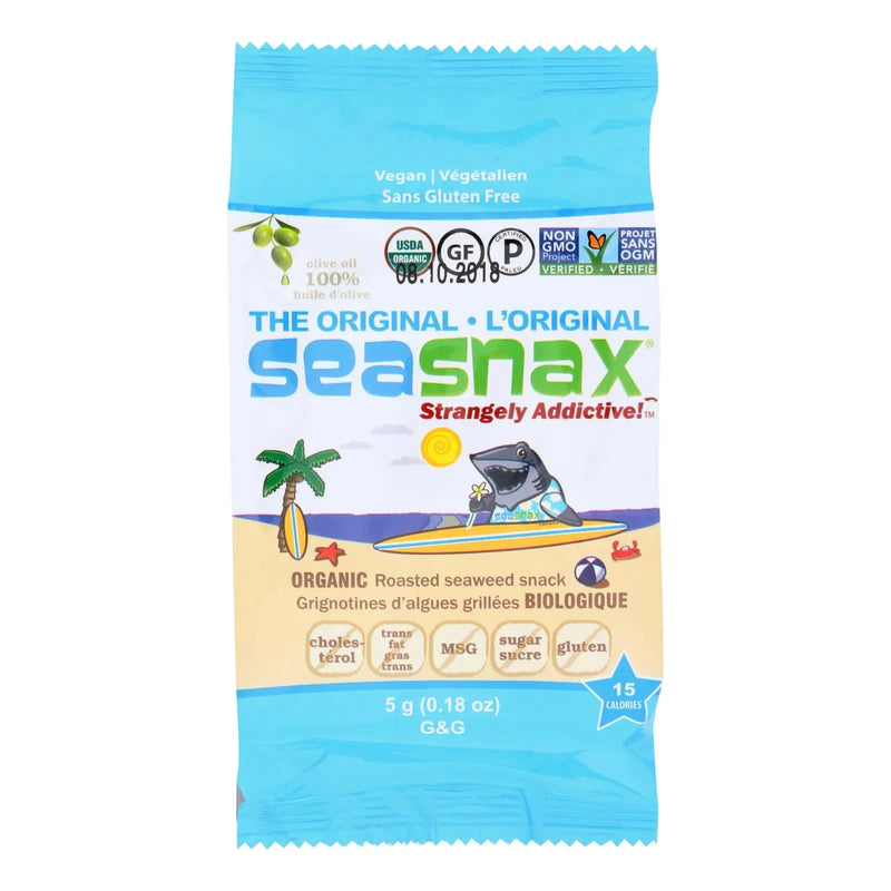 An image displaying Seasnax Organic Seasnax Original Roasted Seaweed Snack - Case Of 24 - 0.18 Ounce. by Seasnax