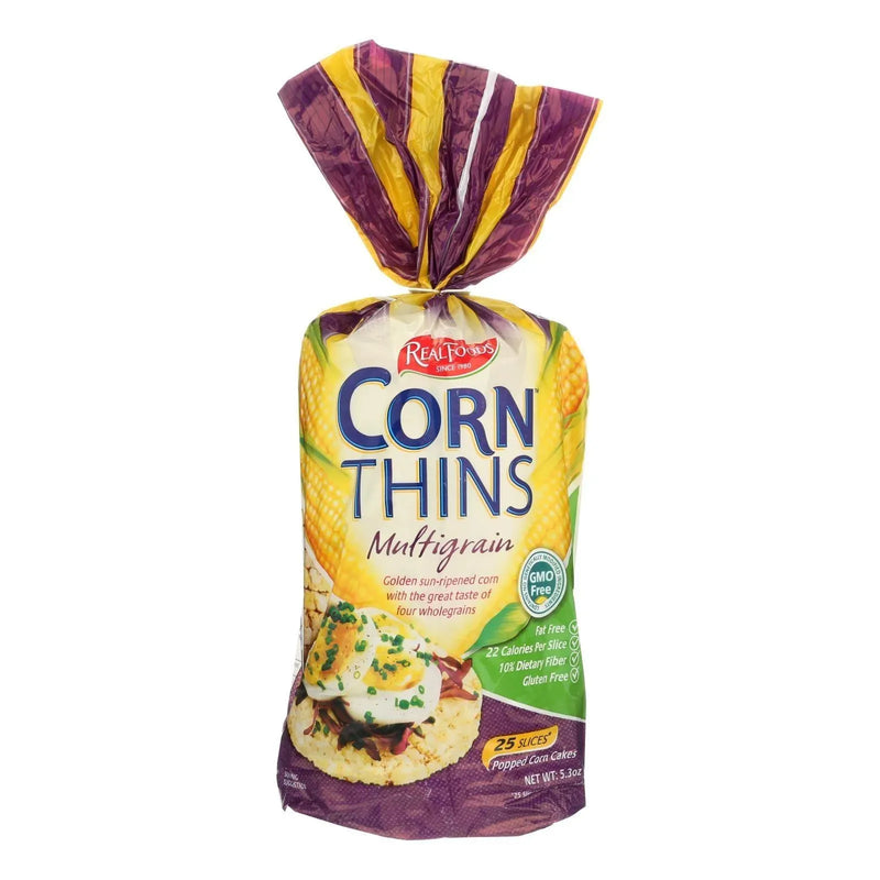 An image displaying Real Foods Organic Corn Thins - Multigrain - Case Of 6 - 5.3 Ounce by Real Foods