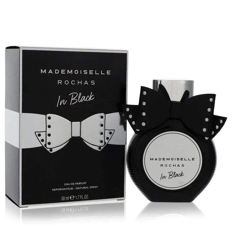 An image displaying Mademoiselle Rochas In Black by Rochas Eau De Parfum Spray 1.7 oz for Women by Rochas