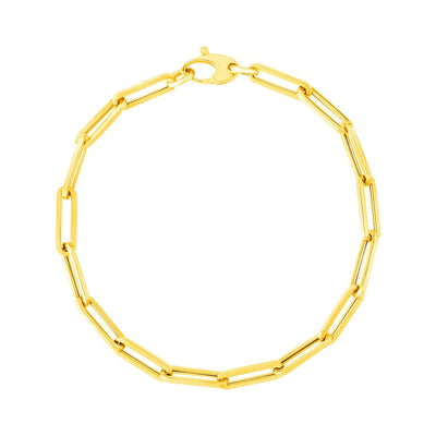 An image displaying 14K Yellow Gold Bold Paperclip Chain Bracelet by Orca Market