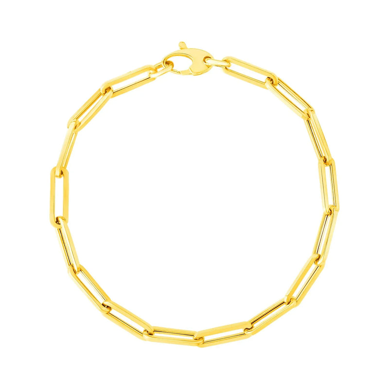 An image displaying 14K Yellow Gold Bold Paperclip Chain Bracelet by Orca Market