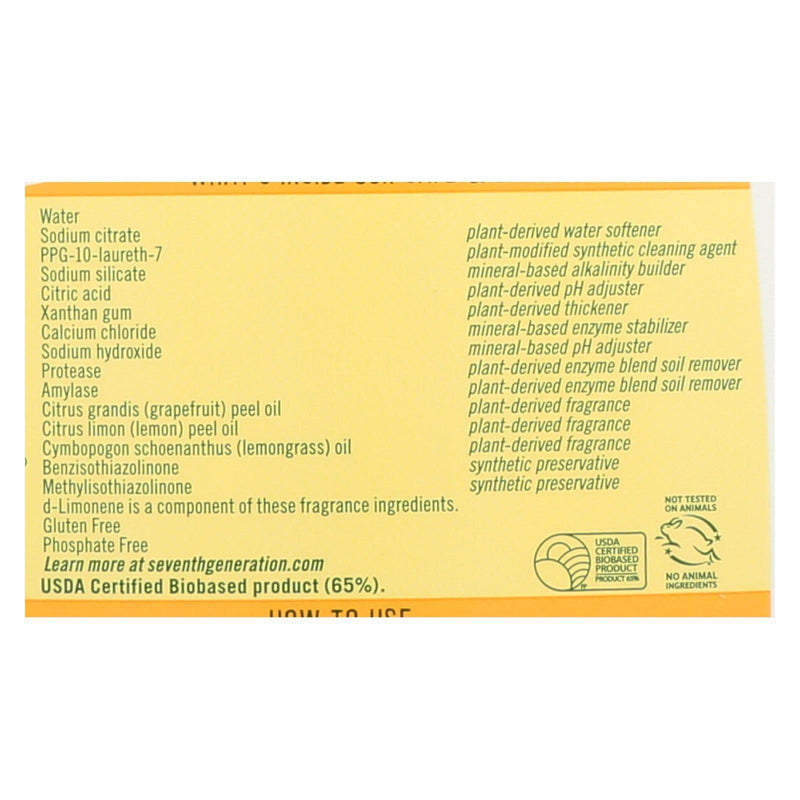 Seventh Generation Auto Dishwasher Gel - Lemon - Case Of 6 - 42 Fl Oz. - Orca Market