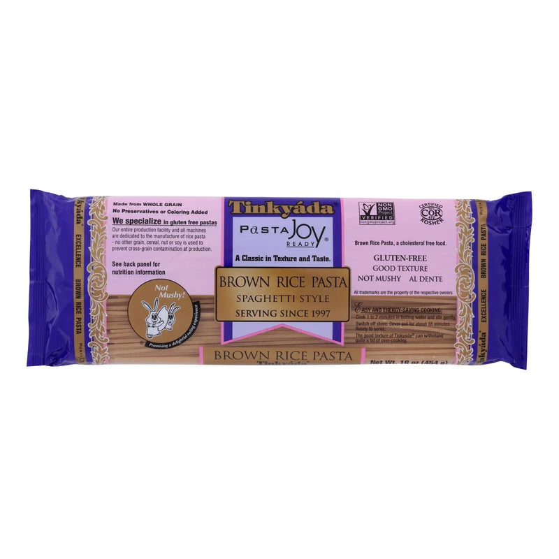 An image displaying Tinkyada Brown Rice Spaghetti - Case Of 12 - 16 Ounce by Tinkyada