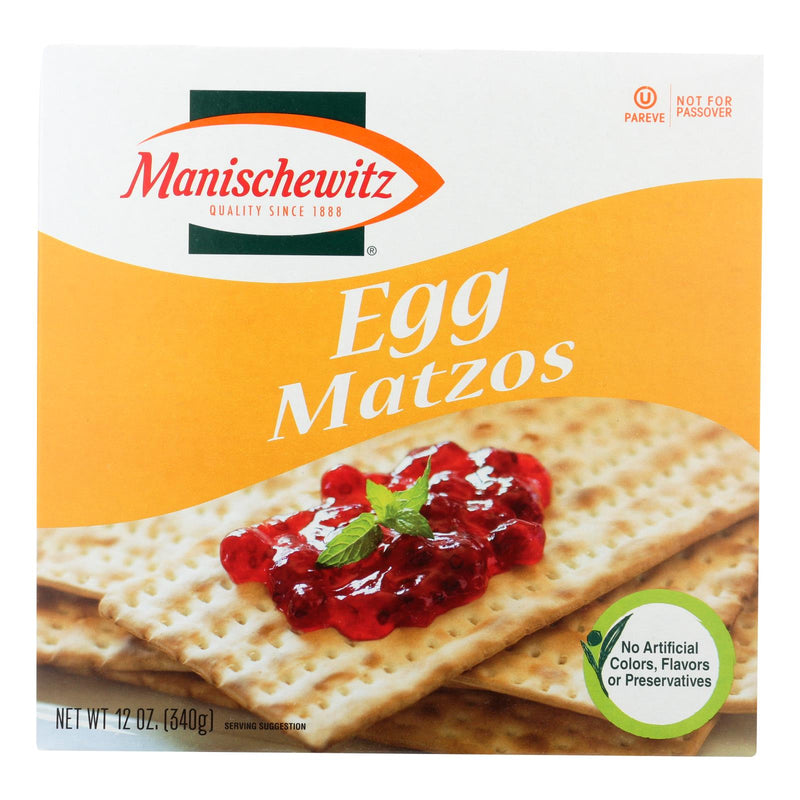 An image displaying Manischewitz - Egg Matzo - Case Of 12 - 12 Oz. by Manischewitz