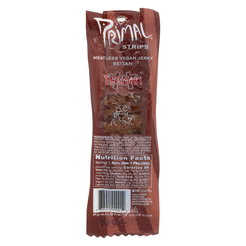 Primal Strips Vegan Jerky - Meatless - Seitan - Teriyaki - 1 Ounce - Case Of 24
