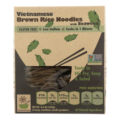 An image displaying Star Anise Foods Noodles - Brown Rice - Vietnamese - With Seaweed - 8.6 Ounce - Case Of 6 by Star Anise Foods