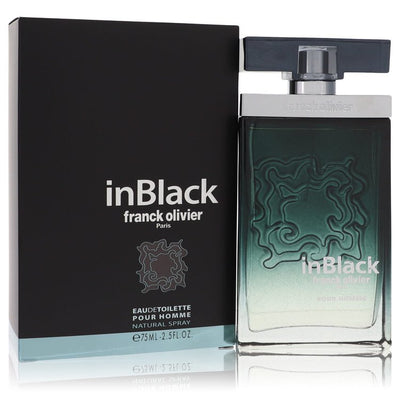 An image displaying Franck Olivier In Black by Franck Olivier Eau De Toilette Spray 2.5 oz for Men by Franck Olivier