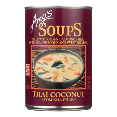 An image displaying Amy's - Soup - Tom Kha Phak Thai Coconut - Case Of 12 - 14.1 Ounce by Amy's