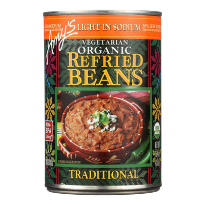 An image displaying Amy's - Organic Light In Sodium Traditional Refried Beans - Case Of 12 - 15.4 Oz. by Amy's