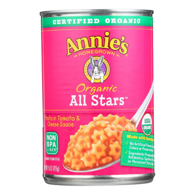 An image displaying Annie's Homegrown Organic All Stars Pasta In Tomato And Cheese Sauce - Case Of 12 - 15 Ounce. by Annie's Homegrown