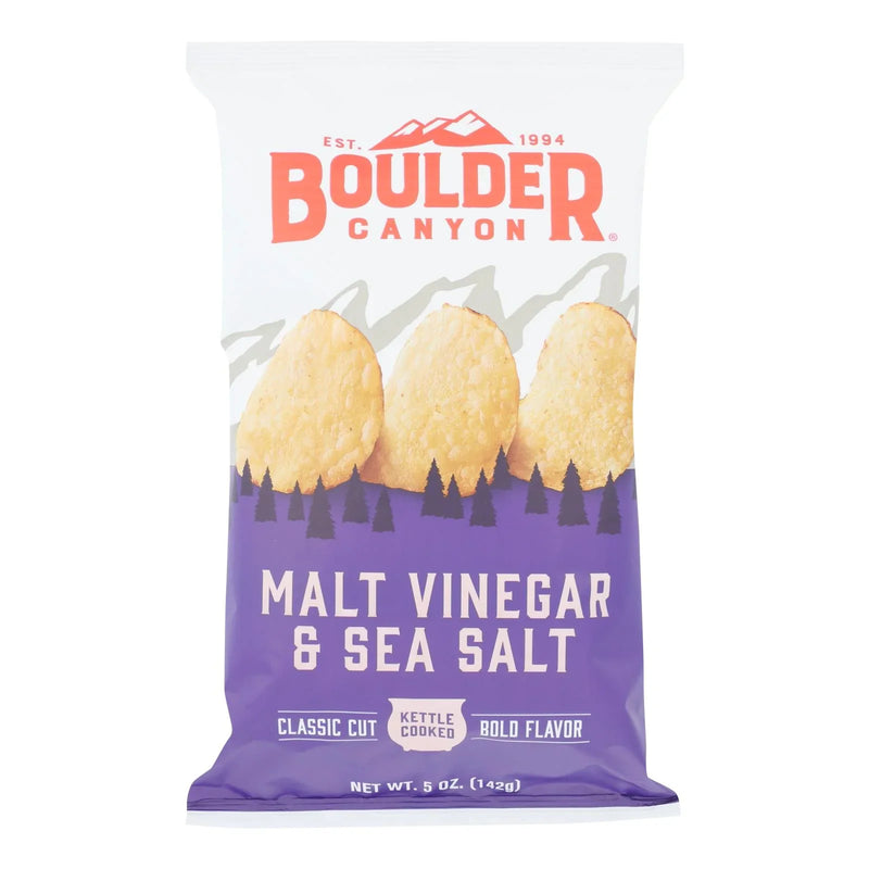 Boulder Canyon - Kettle Chips - Malt Vinegar And Sea Salt - Case Of 12 - 5 Ounce.