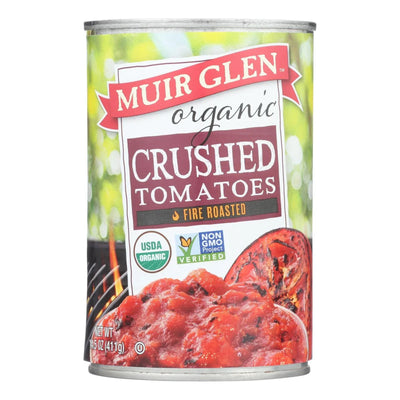 An image displaying Muir Glen Fire Roasted Crushed Tomatoes - Tomato - Case Of 12 - 14.5 Ounce by Muir Glen