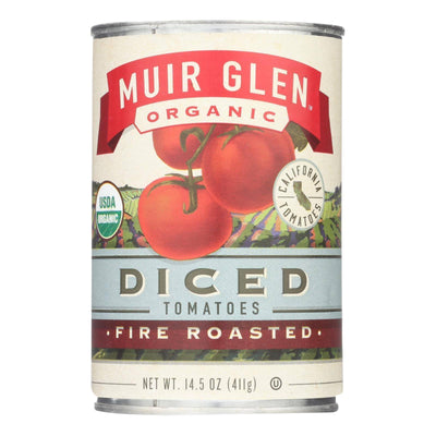 An image displaying Muir Glen Fire Roasted Diced Tomatoes - Tomatoes - Case Of 12 - 14.5 Ounce by Muir Glen
