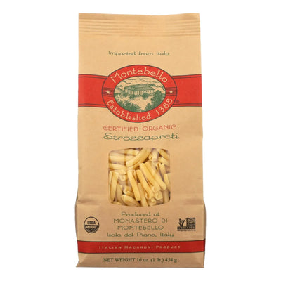 An image displaying Montebello Organic Pasta - Stroz.zapreti - Case Of 12 - 1 Lb. by Montebello